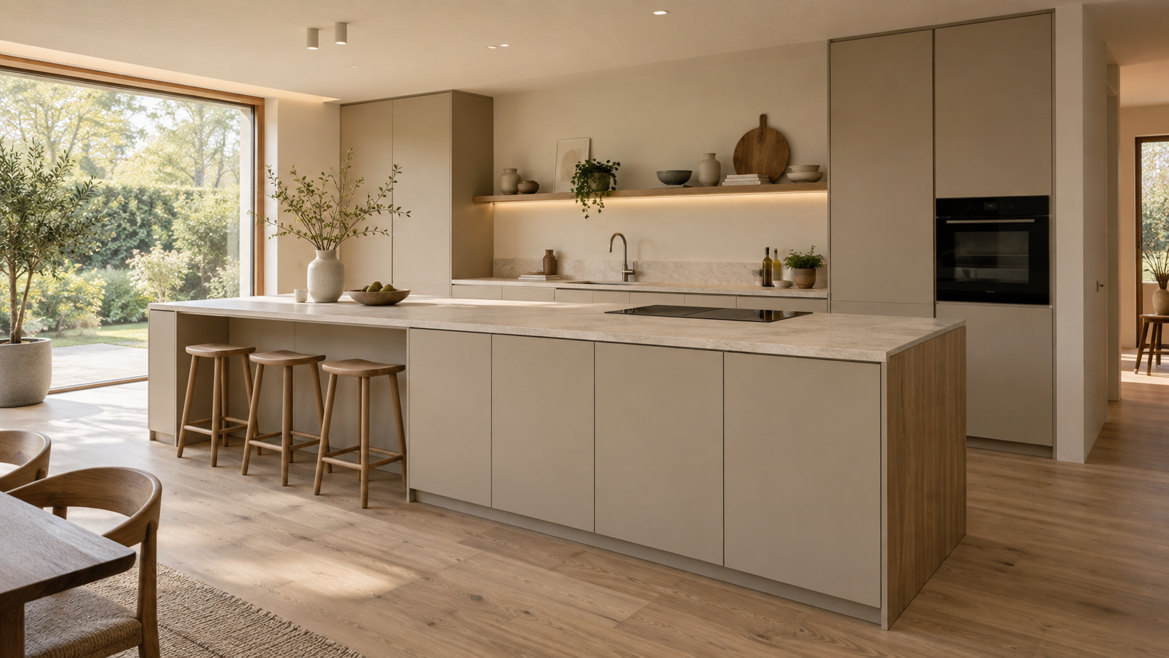 Keukenopstelling in de showroom